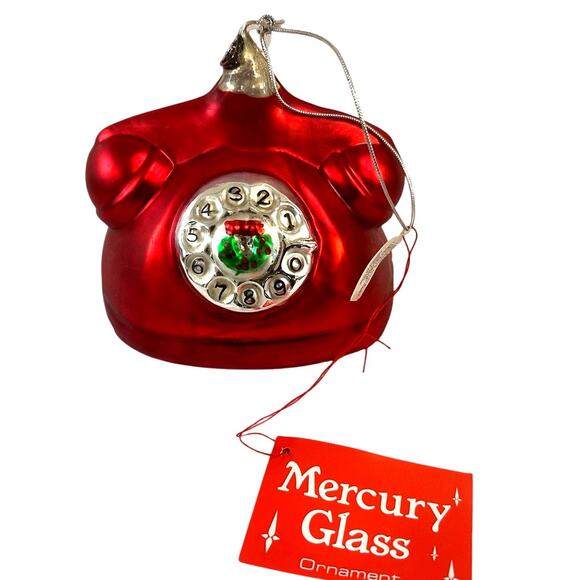 Department 56 Handblown Mercury Glass Jumbo Christmas 'Telephone' Ornament-NWT - Picture 1 of 6